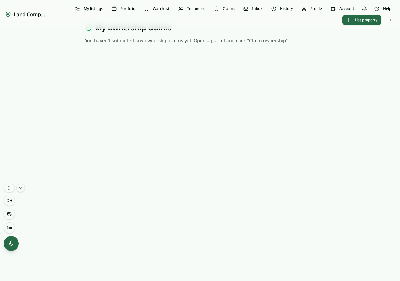 My claims page