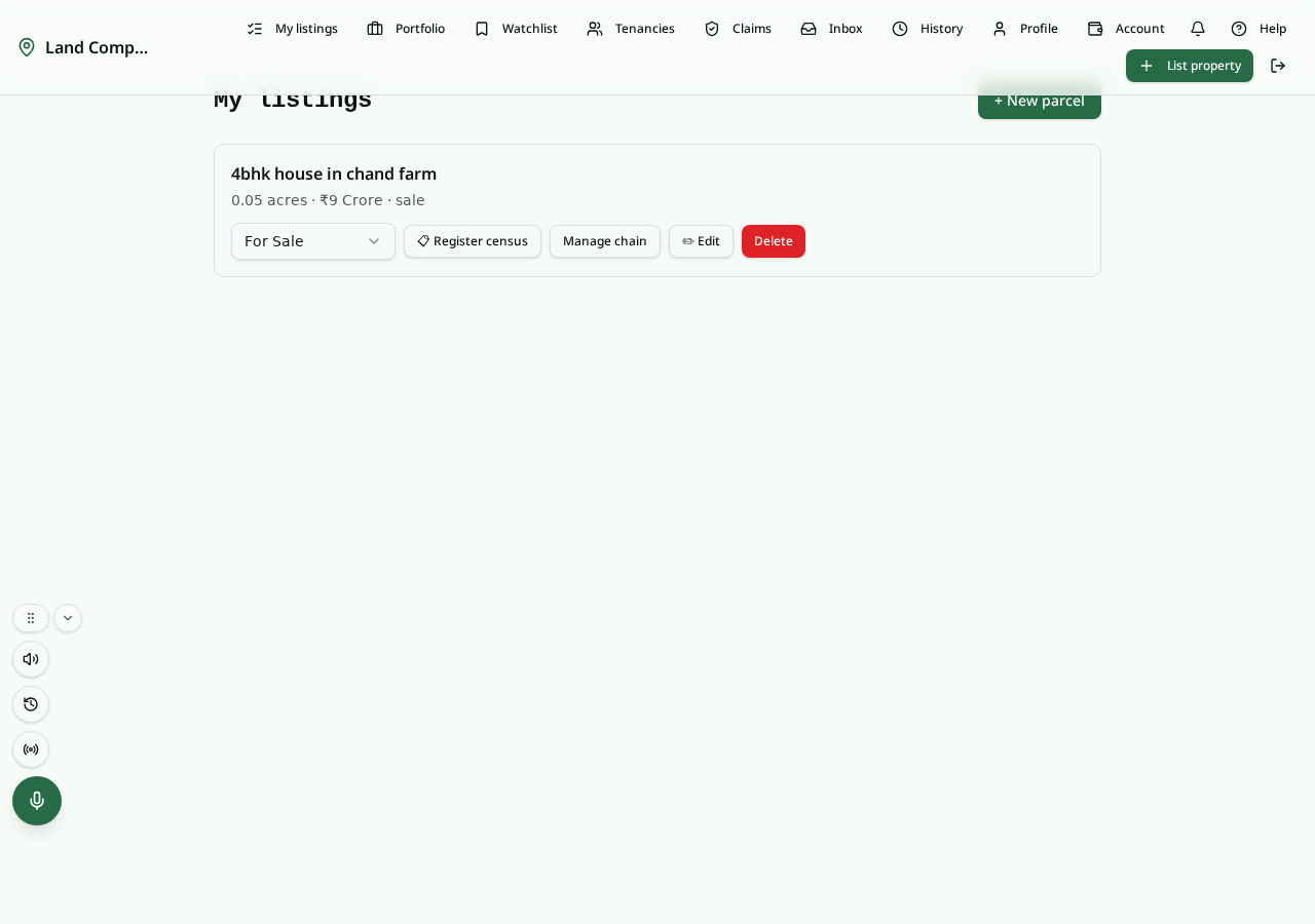 Your Parcels page